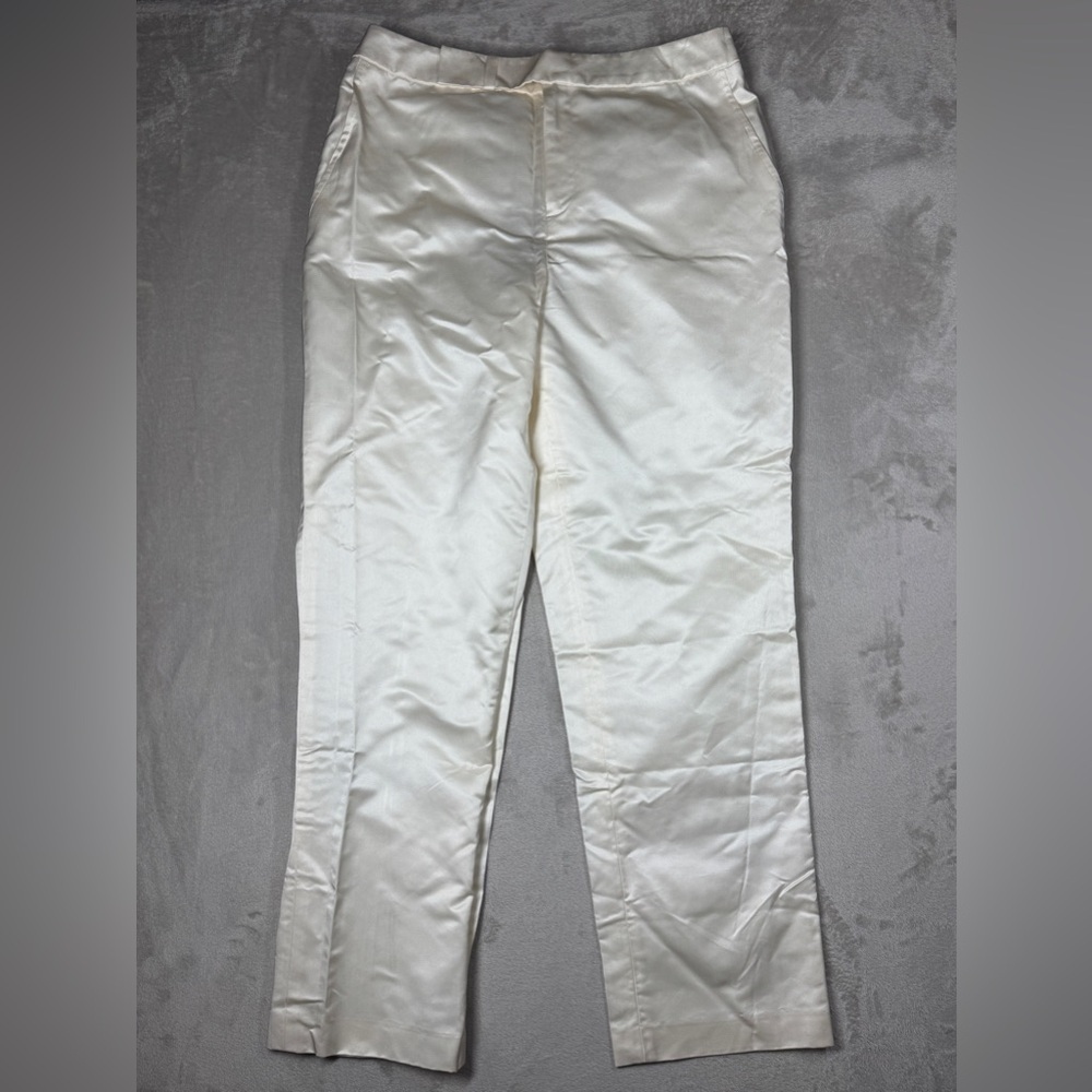 NWT Linda Allard Ellen Tracy Silk Blend Ivory White Formal Dress Pants 8 Petite